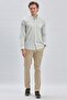 Men's Dark Khaki Short Sleeve Printed 97% Cotton 3% Elastane Classic Slim Fit Shirt 1004240116 - 3
