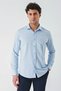 Blue Long Sleeve Oxford Pocketless Cotton Classic Slim Fit Slim Fit Shirt1004240235 - 3