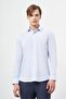 Men's Dark Blue Long Sleeve Self-Cotton Slim Fit Shirt 1004245202 - 3