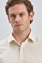 Men's Beige Long Sleeve Hard Collar Cotton Classic Slim Fit Shirt 1004240230 - 6