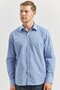 Men's Blue Long Sleeve Hard Collar Cotton Slim Fit Shirt 1004240913
