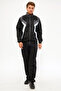 Men's Black Half Turtleneck Straight Leg Zippered Marathon Tracksuit Set Edy2637S - 5