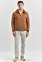 Camel Filled Fur Collar Lycra Quilted Lining Slim Fit Casual Coat 1007245152 - 4