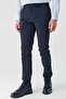 Men's Navy Blue Cotton Casual Slim Fit Chino Trousers with Side Pockets 1003240156