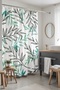 Bathroom Curtain, Charcoal and Green Watercolor Leaves Patterned Shower Curtain, Bathtub Curtain 175X200Cm - 3