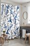 Bathroom Curtain, Blue Flowers Pattern Shower Curtain, Bathtub Curtain 175X200Cm - 2