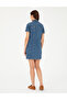 Blue Short Sleeve Mini Jean Dress 50284151-Vr036 - 4