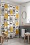 Bathroom Curtain, Cute Yellow Grey Cats Pattern Shower Curtain, Bathtub Curtain 175X200Cm - 2