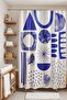 Bathroom Curtain, Dark Blue Geometric Shapes Patterned Shower Curtain, Bathtub Curtain 175X200Cm