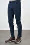 Men's Dark Navy Blue Cotton 5-Pocket Slim Fit 5-Pocket Trousers 1003245318 - 3