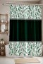 Bathroom Curtain, Green Jute Eucalyptus Leaves Patterned Shower Curtain, Bathtub Curtain 175X200Cm