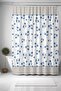 Bathroom Curtain, Silver Polka Dot Blue Flower Pattern Shower Curtain, Bathtub Curtain 175X200Cm