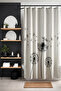 Black Patterned Bathroom Curtain - Flying Dandelions, 175X200Cm Bathtub Curtain - 3