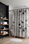 Bathroom Curtain, Black and White Striped Flowers Pattern Shower Curtain, Bathtub Curtain 175X200Cm - 2