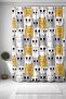 Bathroom Curtain, Cute Yellow Grey Cats Pattern Shower Curtain, Bathtub Curtain 175X200Cm