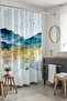 Bathroom Curtain, Blue Mountains and Bird Flock Patterned Shower Curtain, Bathtub Curtain 175X200Cm - 3
