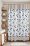 Bathroom Curtain, Silver Polka Dot Blue Flower Pattern Shower Curtain, Bathtub Curtain 175X200Cm - 3