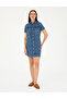 Blue Short Sleeve Mini Jean Dress 50284151-Vr036 - 3