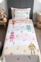 Colorful Robot Family Patterned Bedspread and Pillowcase