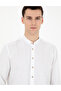 White Linen Blended Regular Fit Long Sleeve Shirt 50288526-Vr013 - 2