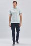 Blue Printed Pique Polo Collar Garnished 100% Cotton Casual Slim Fit T-Shirt 1011240157 - 2