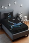 Blue Jersey Crowned Football Player Patterned Bedspread and Pillowcase - 2