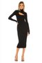 Women's Black Milano Turtleneck Finger Snap Silk Jersey Midi Dress