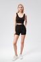 Women's Winter Black High Waist Gathering Leggings with Fleece Inside - 2