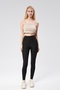 Women's Winter Black High Waist Gathering Leggings with Fleece Inside