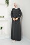 New Season Sporty Style Ribbed Summer Anthracite Gray Robe - 2