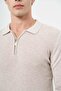 Men's Beige Long Sleeve Self-Patterned Knitted Polo Collar Classic Comfort Fit Knitwear 1012245156 - 4