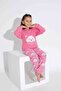 Women's Pink Dog Patterned Mother and Daughter Combination Thermal Winter Warm Soft Pajamas Set - 6