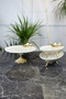 3 Piece Butterfly Kand Footed Porcelain Bowl Oval Plate Presentation Set - 2