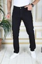 Men's Black Top Pocketed Beaded Regular Fit Casual Fit Stretchy Chino Linen/canvas Cotton Pants