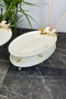3 Piece Butterfly Kand Footed Porcelain Bowl Oval Plate Presentation Set - 3