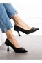 Orsina Black Suede Buckle Detail Heeled Women's Shoes - 3