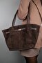 Celona Brown Genuine Suede Leather Women's Shoulder Bag - 5