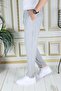 Men's Italian Cut Light Gray Stretchy Slim Fit Lycra Elastic Double Leg Fabric Pants School - 3