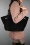 Celona Black Genuine Suede Leather Women's Shoulder Bag - 3