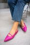 Sezza Fuchsia Pointed Toe Buckle Detailed Belted Women's Ballerinas - 3
