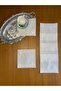 6 Pieces of Linen Ecru Color Fate Patterned Cocktail Presentation Napkins - 2