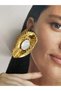 Oval Stainless Steel Women's Earrings Pair with Pearls - 2