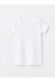 Lcw Kids White Crew Neck Short Sleeve Girls Undershirt