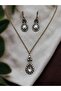 Crystal Embellished Waterdrop Necklace and Earring Set - 5
