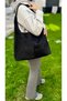 Byeduu Black Large Size Suede Shoulder Bag - 5