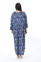 Women's Plus Size Blue Relaxed Fit Bike Collar Gathered Waist Dress 65N38476 - 4