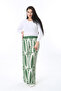Women's Plus Size Green Lycra Trousers with Elastic Waist and Side Pockets 65N38466 - 2