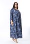 Women's Plus Size Blue Relaxed Fit Bike Collar Gathered Waist Dress 65N38476 - 3