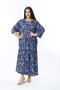 Women's Plus Size Blue Relaxed Fit Bike Collar Gathered Waist Dress 65N38476 - 7