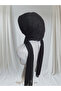 Black Full Embroidered Ready Turban Ready Wrap Evening Dress Wrap - 3